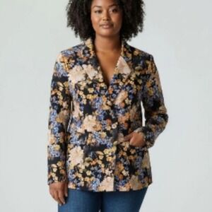 KILBURN FINCH Womens Floral Print Double Breasted Blazer Jacket XL‎